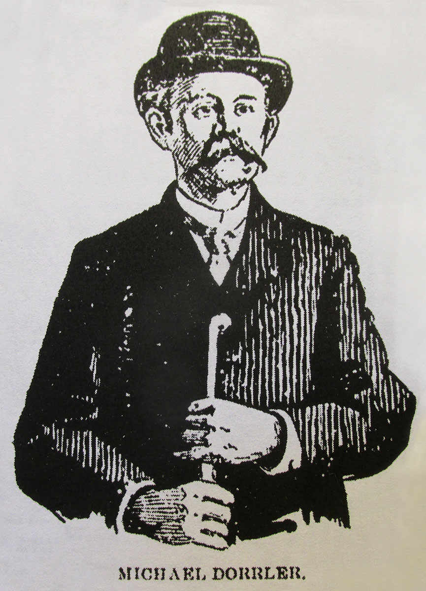 Newspaper illustration of Michael Dorrler, 1900.